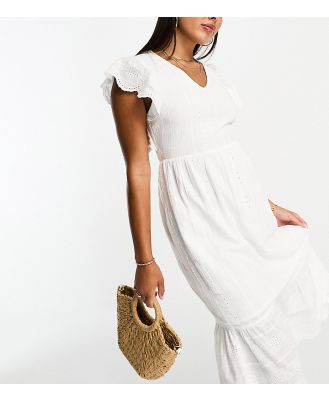 Accessorize v neck short sleeve embroidered summer dress in white