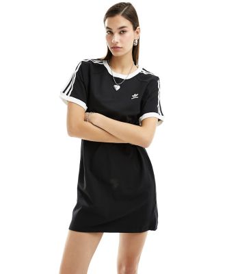 adidas Originals 3-stripes raglan dress in black