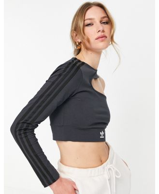 adidas Originals '80s Aerobic' cut out one shoulder crop top in black