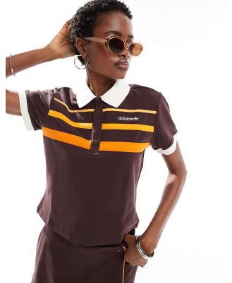 adidas Originals 80s slim polo shirt in shadow brown