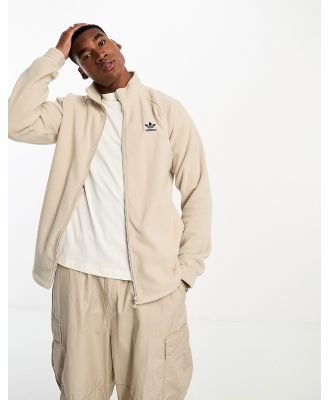adidas Originals adicolor classics small logo full zip fleece in beige-Neutral