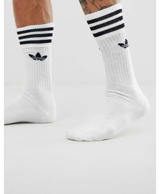 adidas Originals adicolor Trefoil 3 pack crew socks in white