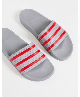 adidas Originals Adilette sliders in grey and red-Blue