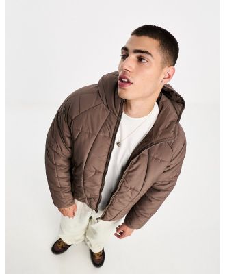 adidas Originals Adventure logo puffer jacket in brown-Neutral