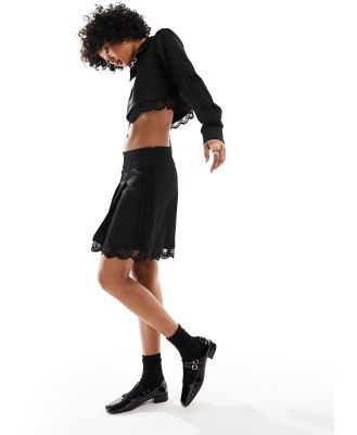 adidas Originals Dark Varsity lace pleated skirt in black