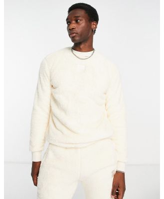 adidas originals Essentials+ fluffy crew neck jumper in wonder white