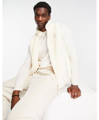 adidas Originals Essentials+ fluffy full zip vest in wonder white
