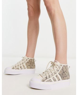 adidas Originals Nizza Mid platform sneakers in snake print-White