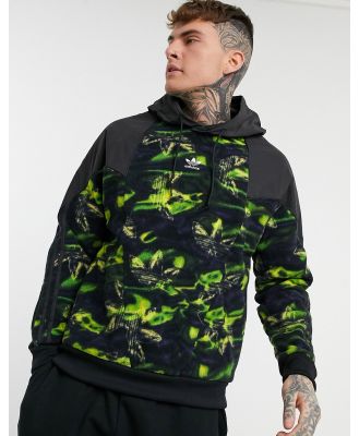 adidas Originals printed fleece hoodie in black-Multi