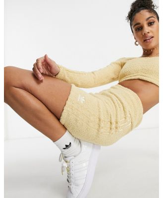 adidas Originals 'Relaxed Risqué' fluffy knit legging shorts in beige-Neutral