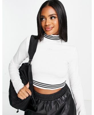 adidas Originals Retro Sport tape long sleeve cropped top in white