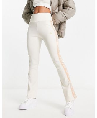 adidas Originals 'ski chic' flared rib leggings in oatmeal-White