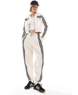 adidas Originals velour trackpant bottoms in white