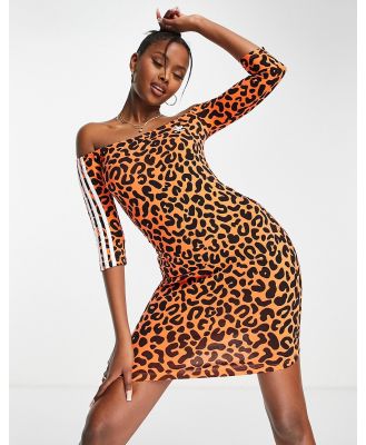 adidas Originals x Rich Mnisi all over leopard print bardot dress in orange