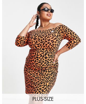 adidas Originals x Rich Mnisi Plus all over leopard print bardot dress in orange