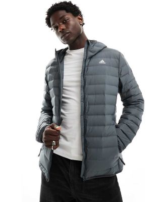 adidas Outdoor Varilite padded hooded jacket in grey-Black