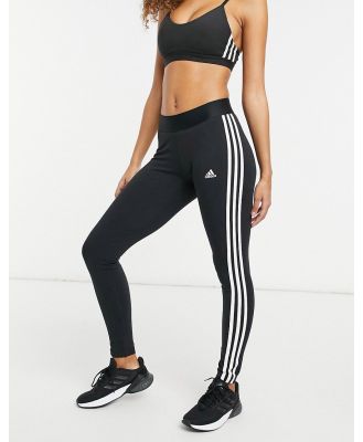 adidas Training Essential 3 Stripe leggings in black