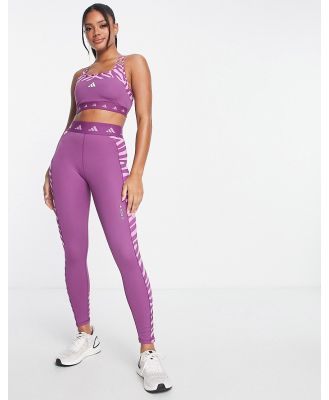 adidas Training Hyperglam panelled zebra print leggings in purple