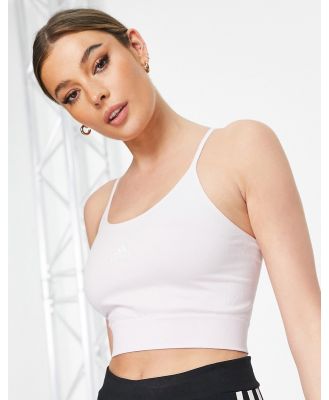 adidas Training seamless panelled crop top in light pink