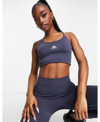 adidas Training Seamless panelled crop top in navy