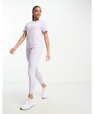 adidas Training Train Essentials 3 stripe leggings in lilac-Grey