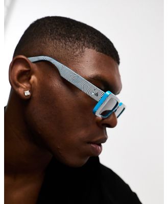 AIRE Octans animal print rectangle festival sunglasses in blue & white