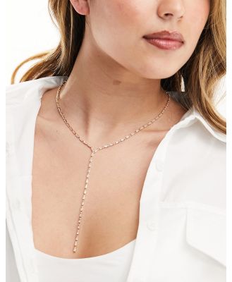 ALDO baguette crystal stone detail lariat necklace in gold