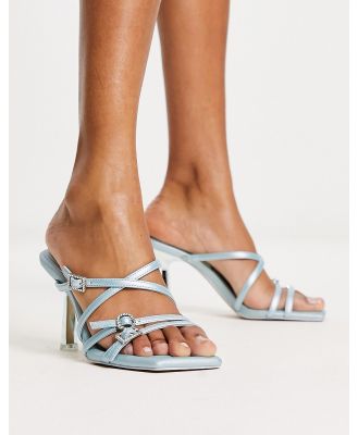 Aldo Eriasien buckle heeled sandals in sky metallic-Blue