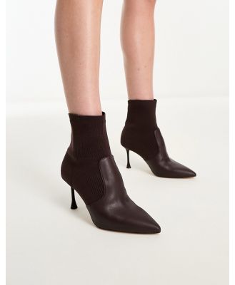 ALDO Gabi knitted heeled ankle boots in dark brown