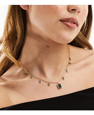 ALDO gold plated chain necklace with emerald stone charms in gold