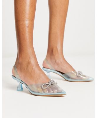 Aldo Hiltin slingback heels with rhinestone bow in silver