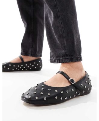 ALDO Marylina studded ballet flats with buckle in black leather