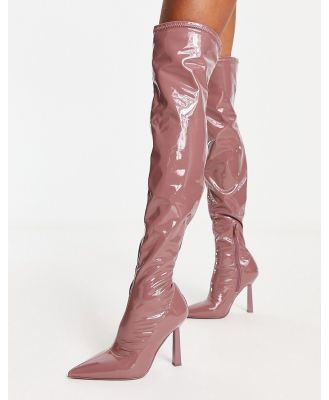 ALDO Nella over the knee patent boots in pink