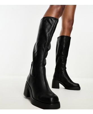 ALDO Wide Fit Auster mid heel knee boots in black