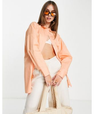 Aligne cotton oversized shirt in apricot - ORANGE