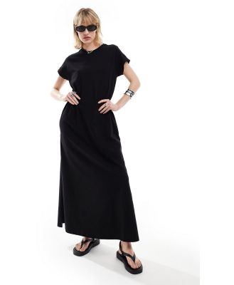 AllSaints Anna maxi t-shirt dress in black