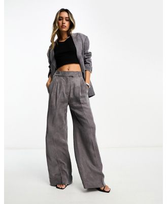 AllSaints Elle tapered flare pants in grey