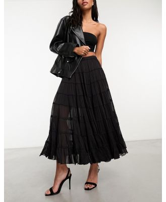 AllSaints Eva midi skirt in black