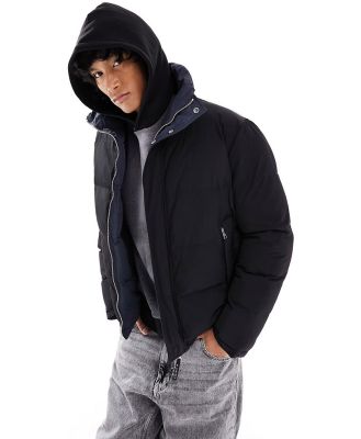 AllSaints Novern zip up puffer jacket in black