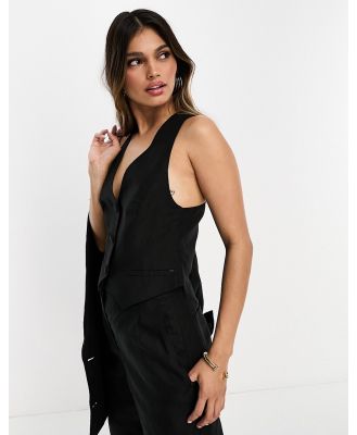 AllSaints Petra linen waistcoat in black (part of a set)