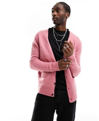 AllSaints Renn knitted cardigan in pink