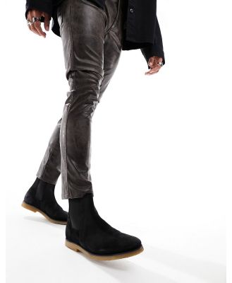 AllSaints Rhett suede chelsea boots in black