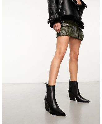 AllSaints Ria leather pointed heeled boots in black