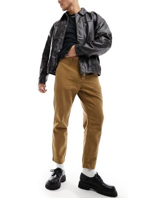 AllSaints Sleid tapered pants in light brown-Black