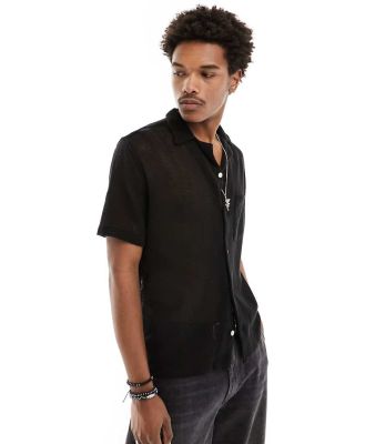 AllSaints Sortie crochet shirt in black