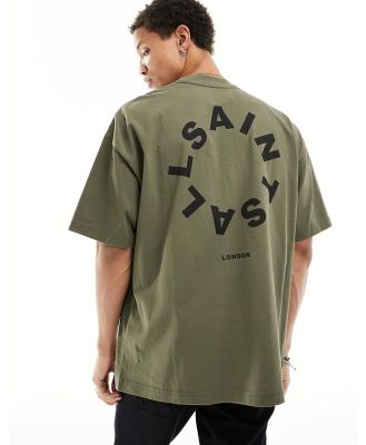 AllSaints Tierra oversized t-shirt in ash khaki-Green