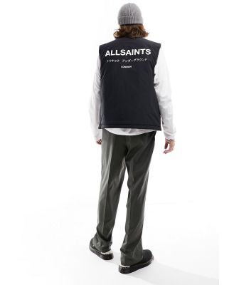 AllSaints Underground reversible vest in leopard print-Brown