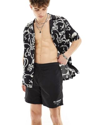 AllSaints Underground swim shorts in black