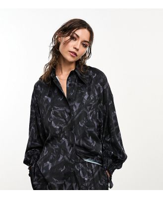AllSaints x ASOS exclusive Charli satin shirt in black (part of a set)