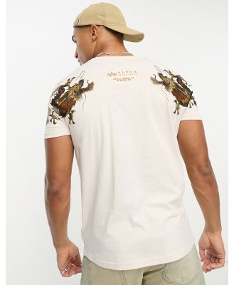 Alpha Industries dragon back embroidery t-shirt in cream-White